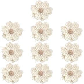 10pcs Linen Decorative Flower 2.36 inch Beige Hat Shoes Clothing Suit Dress Decorative Flower Handmade Decorative Materials for Sewing Making Clothing Bags Hats Scrapbooking Brooches