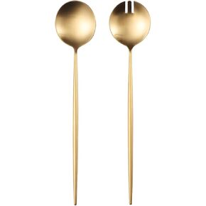 Salad Servers,Spoon and Fork Set 11.41 inch,18/10 Stainless Steel Salad Serving Titanium Plating (Gold)