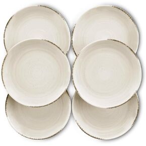 Mora Ceramic Helix Swirl Salad Plates Set of 6, 8in Spiral Porcelain Dish for Kitchen, Small Dinner, Lunch, Appetizer, Dessert, etc - Dishwasher, Microwave, Freezer, Oven Safe Dishware - Snowy White