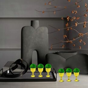 Mossy Gold Cup Set of 6 Brass Goblets with Handcrafted Moss Balls Stylish Home Decor for Living Room Bedroom Coffee Table Desktop Perfect Anniversary Gift for Women Unique Gift Idea(1.57in Green+Gold)