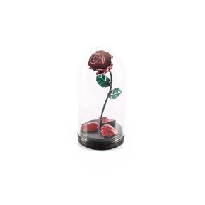Forging Art Bcn® Hand Forged eternal Rose in Beauty and the Beast Glass Dome - Gift for Valentine's Day, Mother's Day, 6th Year Wedding Anniversary (Red/Green)