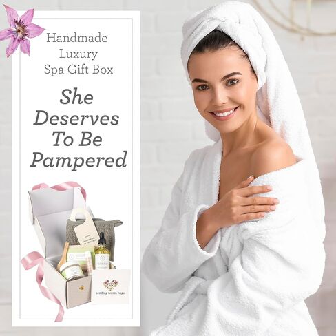Lizush Lemongrass 6-Piece Spa Gift Set for Women - Relaxing Self-Care Basket, Luxury Handmade Body Care Items for Premium Relaxation - Happy Birthday in Saudi Arabia