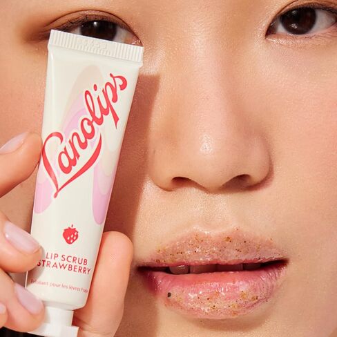 Lanolips Lip Scrub - Natural Lip Exfoliator Made with Lanolin, Vitamin E & Finely Ground Strawberry Seeds - Gentle Sugar Scrub for Healthy, Soft Lips - Strawberry (.35 oz) in Kuwait