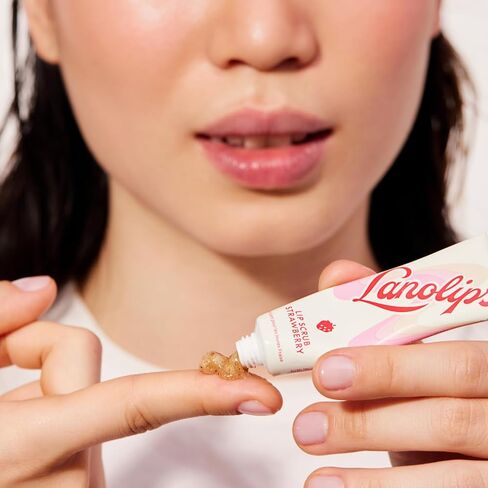 Lanolips Lip Scrub - Natural Lip Exfoliator Made with Lanolin, Vitamin E & Finely Ground Strawberry Seeds - Gentle Sugar Scrub for Healthy, Soft Lips - Strawberry (.35 oz) in Kuwait