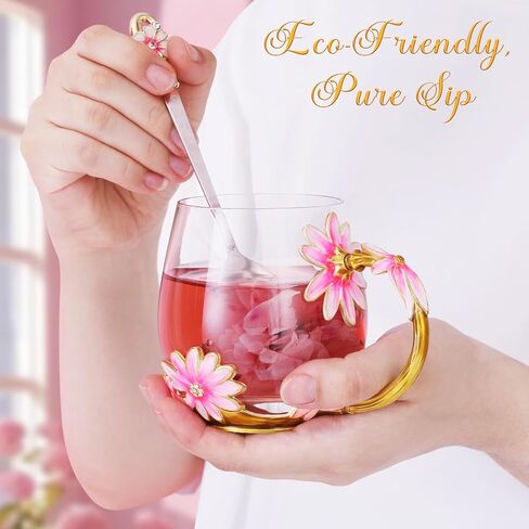 Women Glass Tea Coffee Pretty Cup Set Cute Mug You Are My Sunshine Sunflower Chaos Coordinator Friendship Thank you Appreciation Gratitude Secretary Doctor Artist Assistant Handmade Aesthetic Gifts in Saudi Arabia