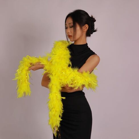 65G تركيا تشاندل ريشة بوا لحفلات الحفلات ، الهالوين ، الزفاف ، القطع المركزية ، الحفلات الموسيقية ، الأزياء ، فستان ، زخرفة المنزل (نيون أصفر) in Kuwait