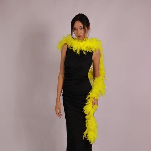 65G تركيا تشاندل ريشة بوا لحفلات الحفلات ، الهالوين ، الزفاف ، القطع المركزية ، الحفلات الموسيقية ، الأزياء ، فستان ، زخرفة المنزل (نيون أصفر) in Kuwait