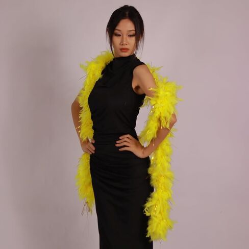 65G تركيا تشاندل ريشة بوا لحفلات الحفلات ، الهالوين ، الزفاف ، القطع المركزية ، الحفلات الموسيقية ، الأزياء ، فستان ، زخرفة المنزل (نيون أصفر) in Kuwait