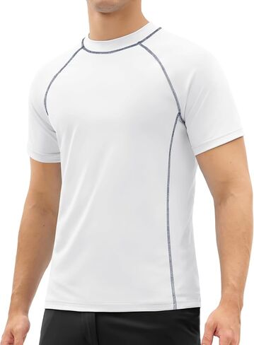 MAGCOMSEN Men's Rash Guard Swim Shirts UPF 50+ Sun Protection Quick Dry Fishing Water Shirts in Kuwait