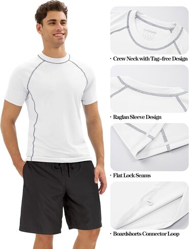 MAGCOMSEN Men's Rash Guard Swim Shirts UPF 50+ Sun Protection Quick Dry Fishing Water Shirts in Kuwait