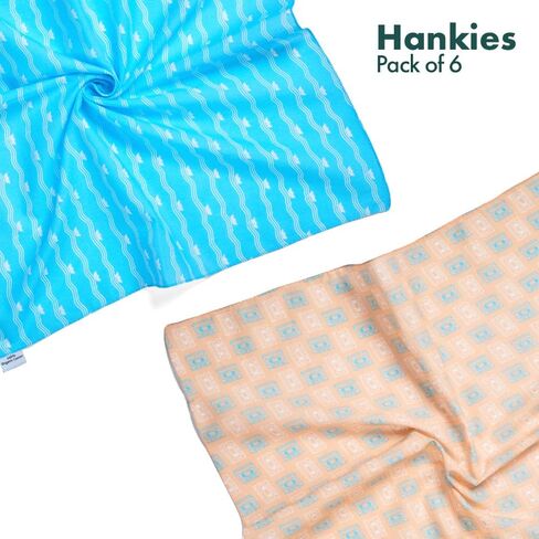 HexaFun 100% Pure Organic Cotton Unisex Handkerchief, Multi-color & Printed, Soft & Stylish, Hankies for Men & Women in Saudi Arabia