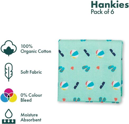 HexaFun 100% Pure Organic Cotton Unisex Handkerchief, Multi-color & Printed, Soft & Stylish, Hankies for Men & Women in Saudi Arabia