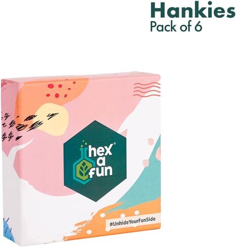 HexaFun 100% Pure Organic Cotton Unisex Handkerchief, Multi-color & Printed, Soft & Stylish, Hankies for Men & Women in Saudi Arabia