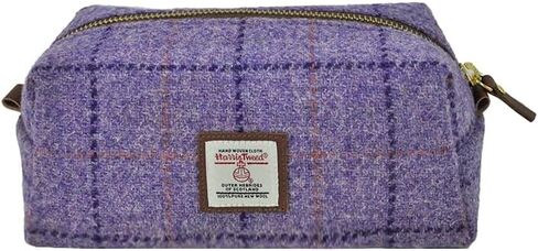 Harris Tweed Wool Cosmetic Bag, Large Capacity Scottish Tartan Handmade Makeup Organizer, Stain-Resistant Travel Toiletry Pouch for Women (Yellow) in Kuwait