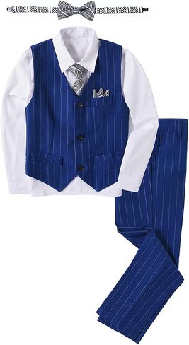 Boy's Suit Pinstripe Formal Dresswear Vest and Pants Set in Saudi Arabia