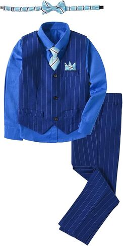 Boy's Suit Pinstripe Formal Dresswear Vest and Pants Set in Saudi Arabia