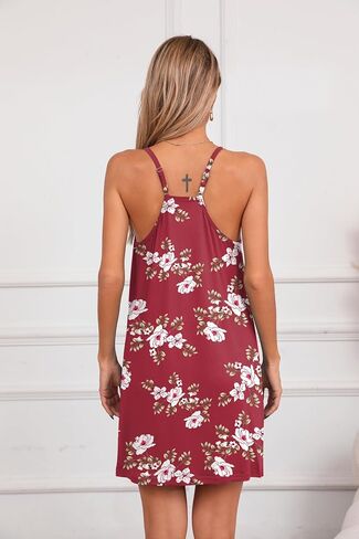Ekouaer 2 Pack Sleeveless Nightgowns for Women with Pockets Spaghetti Strap Dress Racerback Chemise Sexy Night Gowns S-2XL in Saudi Arabia