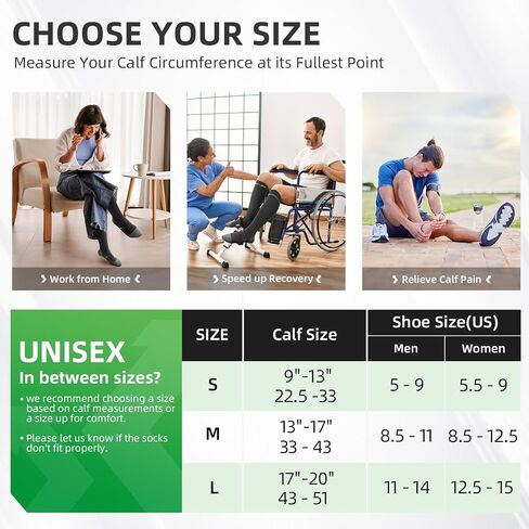 Compression Socks Women & Men 3 Pairs, 20-30mmHg Compression Stockings Medical, Relieving Calf Discomfort, Recovery in Saudi Arabia
