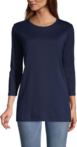 Lands' End Women's 3/4 Sleeve Supima Cotton Crewneck Tunic in Saudi Arabia