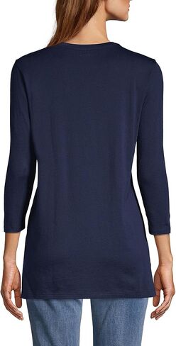 Lands' End Women's 3/4 Sleeve Supima Cotton Crewneck Tunic in Saudi Arabia