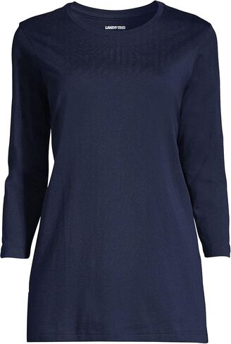 Lands' End Women's 3/4 Sleeve Supima Cotton Crewneck Tunic in Saudi Arabia
