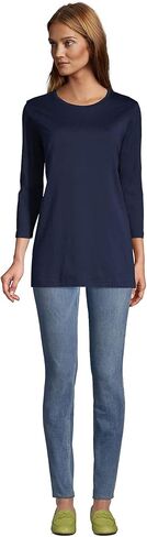Lands' End Women's 3/4 Sleeve Supima Cotton Crewneck Tunic in Saudi Arabia