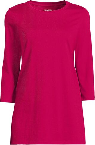 Lands' End Women's 3/4 Sleeve Supima Cotton Crewneck Tunic in Saudi Arabia