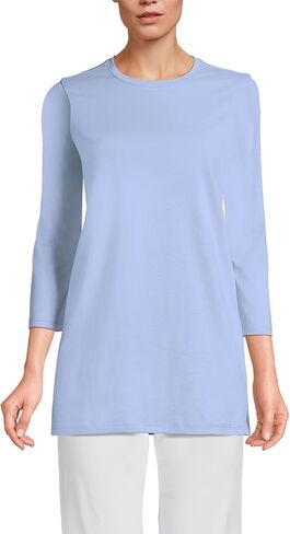 Lands' End Women's 3/4 Sleeve Supima Cotton Crewneck Tunic in Saudi Arabia