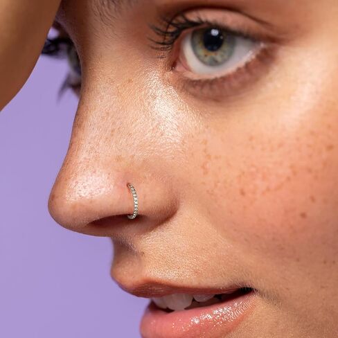 20G 18G TITANIUM TOST RING HOOP ، أقراط غضروف للنساء للنساء ، الذهب الفضي الفضي CZ الأنف العلوي الأذن Tragus daith حلاقة حلقة الحاجز خاتم الأنف مجوهر in Kuwait
