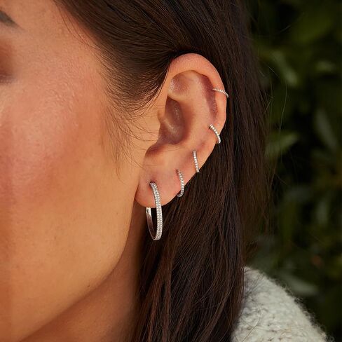20G 18G TITANIUM TOST RING HOOP ، أقراط غضروف للنساء للنساء ، الذهب الفضي الفضي CZ الأنف العلوي الأذن Tragus daith حلاقة حلقة الحاجز خاتم الأنف مجوهر in Kuwait