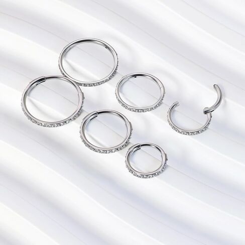 20G 18G TITANIUM TOST RING HOOP ، أقراط غضروف للنساء للنساء ، الذهب الفضي الفضي CZ الأنف العلوي الأذن Tragus daith حلاقة حلقة الحاجز خاتم الأنف مجوهر in Kuwait