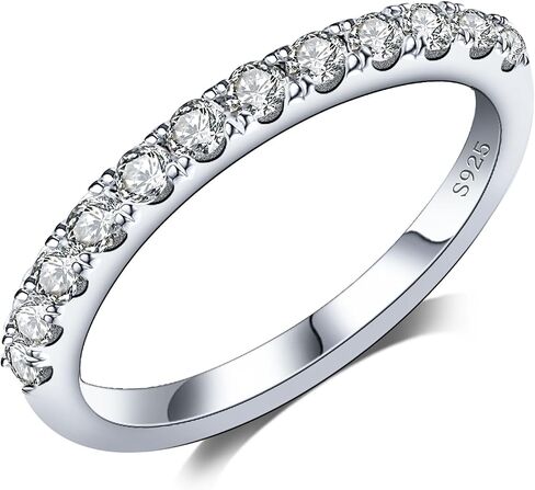 Moissanite Engagement Rings for Women,925 Sterling Silver Stackable Rings,18K White Gold Plated Lab Created Diamond Ring, Ideal Gift for Women,Band Size 3-12 (B-0.3ct（1.5mm）, 6) in Kuwait