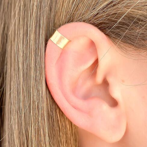 Gold Ear Cuffs for Women Non Piercing, 14K Gold Filled, 5mm width, 10mm Diameter, Adjustable, No Piercing, Conch Ear Cuff, Ear Cuff No Piercing (14K Gold Filled 10mm) in Kuwait