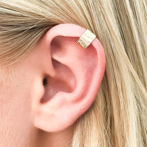 Gold Ear Cuffs for Women Non Piercing, 14K Gold Filled, 5mm width, 10mm Diameter, Adjustable, No Piercing, Conch Ear Cuff, Ear Cuff No Piercing (14K Gold Filled 10mm) in Kuwait
