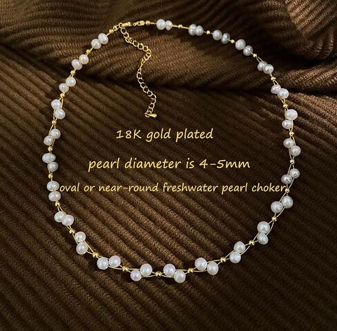 K-elewon Natural Freshwater Pearl Choker Necklace for Women 18K Gold Gold Plated Baroque Pearl Netclaces Handmade Jewelry Gift CH01 in Kuwait