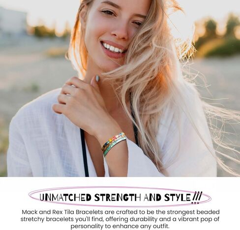 Mack and Rex Tila Bracelets - Stained, Nineteen Seventy, Tidal Wave - Durable, Waterproof, Stretchy Tile Beaded, Lightweight, Layering Gifts Women in Saudi Arabia