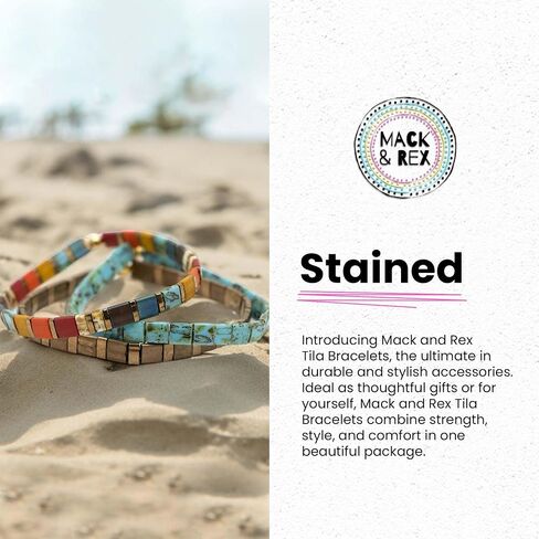 Mack and Rex Tila Bracelets - Stained, Nineteen Seventy, Tidal Wave - Durable, Waterproof, Stretchy Tile Beaded, Lightweight, Layering Gifts Women in Saudi Arabia