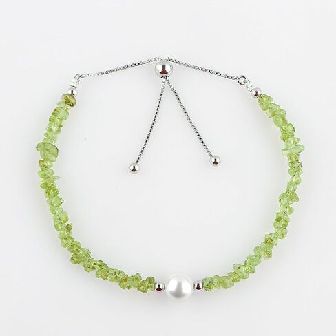 CRYSTALIS Natural Ruby Beads Slider Bolo Bracelet with Elegant Pearl, Uncut Chips Nuggets Crystals, Chakra Healing Gemstone, Women Jewelry, 925 Sterling Silver Slider 10 inch in Kuwait