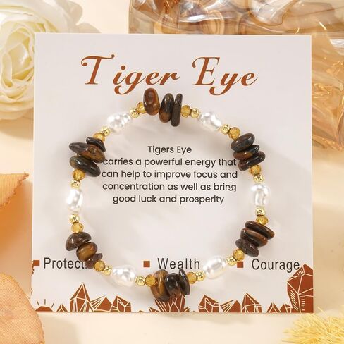 Dainty Natural Crystals Beaded Pearl Stretch Bracelet for Women,Handmade Boho Healing Gemstone Gold Plated Beads Trendy Hawaii Jewelry Mom Gift Friendship in Kuwait