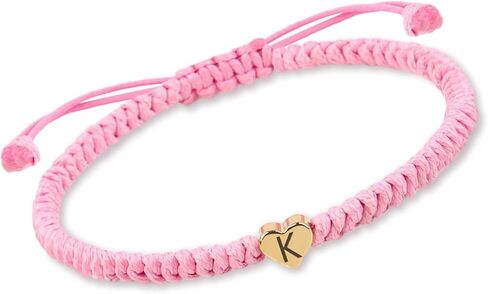 Pink Initial Bracelet Weave Rope Letter Bracelet for Women Heart Charm A-Z Birthday Gifts Handmade Adjustable Jewelry for Couple Daughter Son Mom Female Men Jewelry Gift (M) in Kuwait