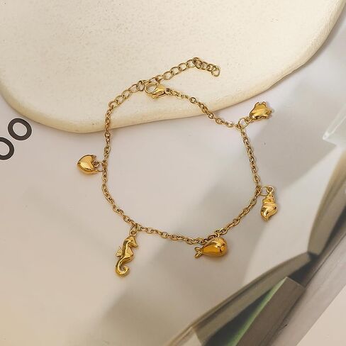 Celestial Charm Necklace, Charms Bracelet 14K Gold Moon Star Sun Charm Pendants, Dainty Chain Trendy Charms Dangle Adjustable Chain Necklaces in Kuwait