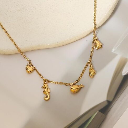 Celestial Charm Necklace, Charms Bracelet 14K Gold Moon Star Sun Charm Pendants, Dainty Chain Trendy Charms Dangle Adjustable Chain Necklaces in Kuwait