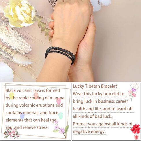 LPBeads 6mm Black Tourmaline Bracelet with Handmade Rope Bracelet Size Adjustable Natural Stone Crystal Healing Bracelets Gifts for Unisex Adults in Kuwait