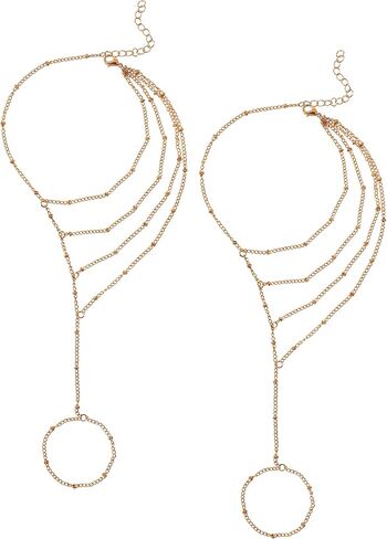Dainty Minimal Gold Barefoot Sandals Foot Feet Chain with Toe Ring Summer Jewelry for Women Trendy in Saudi Arabia
