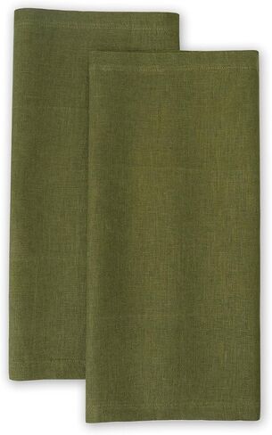 100% Pure Linen Kitchen Towels Set of 2 - Quick Dry 18 x 24 Inch Dish Hand Towels - Handcrafted from French Flax Linen Tea Towels-Army Green in Saudi Arabia