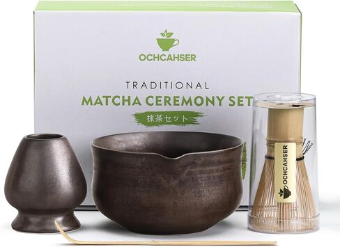 Matcha Set, Japanese Tea Set Includes Matcha Bowl with Spout, Matcha Whisk Holder (chasen), Bamboo Matcha Whisk and Bamboo Scoop, Ceramic Matcha Kit for Tea Lovers in Saudi Arabia