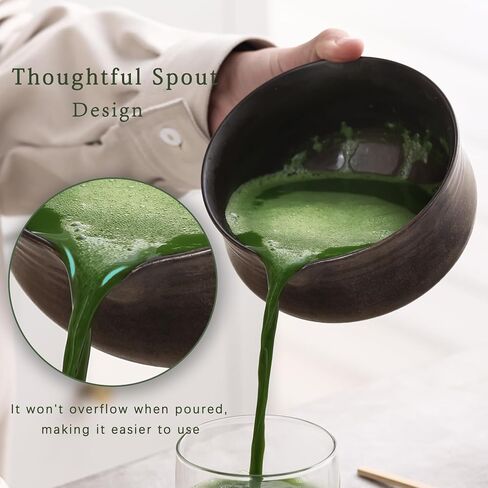 Matcha Set, Japanese Tea Set Includes Matcha Bowl with Spout, Matcha Whisk Holder (chasen), Bamboo Matcha Whisk and Bamboo Scoop, Ceramic Matcha Kit for Tea Lovers in Saudi Arabia