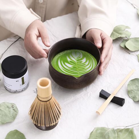Matcha Set, Japanese Tea Set Includes Matcha Bowl with Spout, Matcha Whisk Holder (chasen), Bamboo Matcha Whisk and Bamboo Scoop, Ceramic Matcha Kit for Tea Lovers in Saudi Arabia