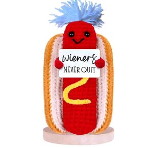 Emotional Support pickle Crochet - Dumpster fire crochet Positive Pickle Gag Gifts for women coworker girlfriend desk accessories Inspirational Decor Ornament