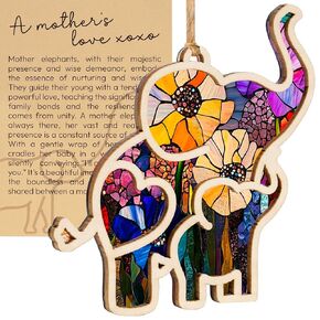 Motherhood Elephant Easter Ornament with Story Card, Sisterhood Gifts for Women Tribe, Easter Basket Stuffers for Mom and Daughter, Special Bond Decor, Mother's day Gifts for Women, Suncatcher
